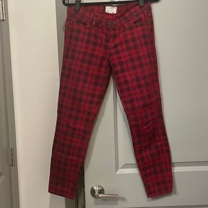 Current/Elliott Womens The Stiletto Slim Skinny Jeans Red Plaid